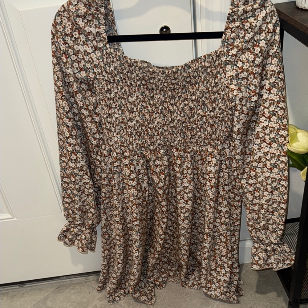 SHEIN Floral Mini Dress - Brown and White